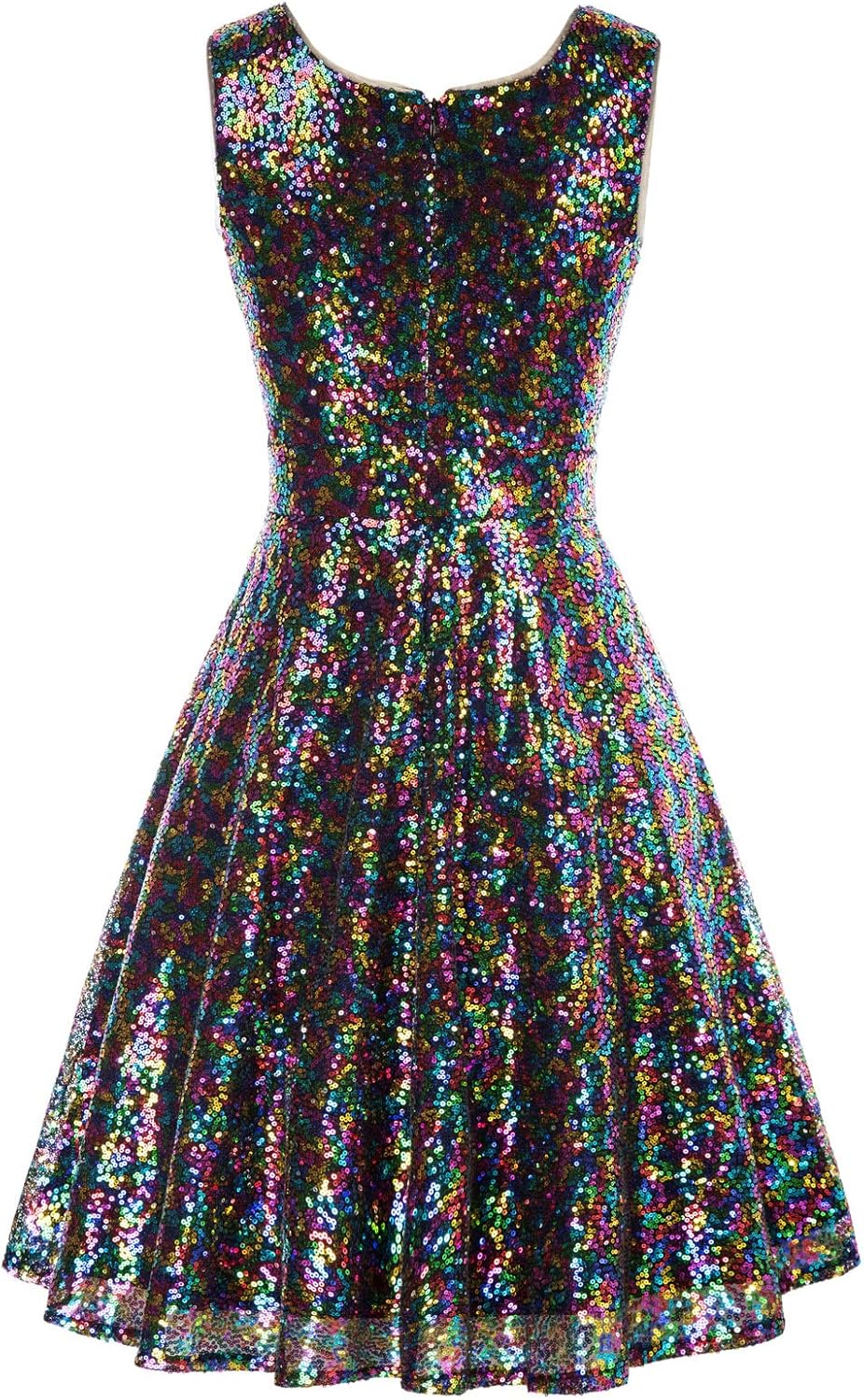 GRACE KARIN Damen Perlen Kleid Knielang Rockabilly Retro Kleider Faltenrock CL061, XXL Cl1061-10