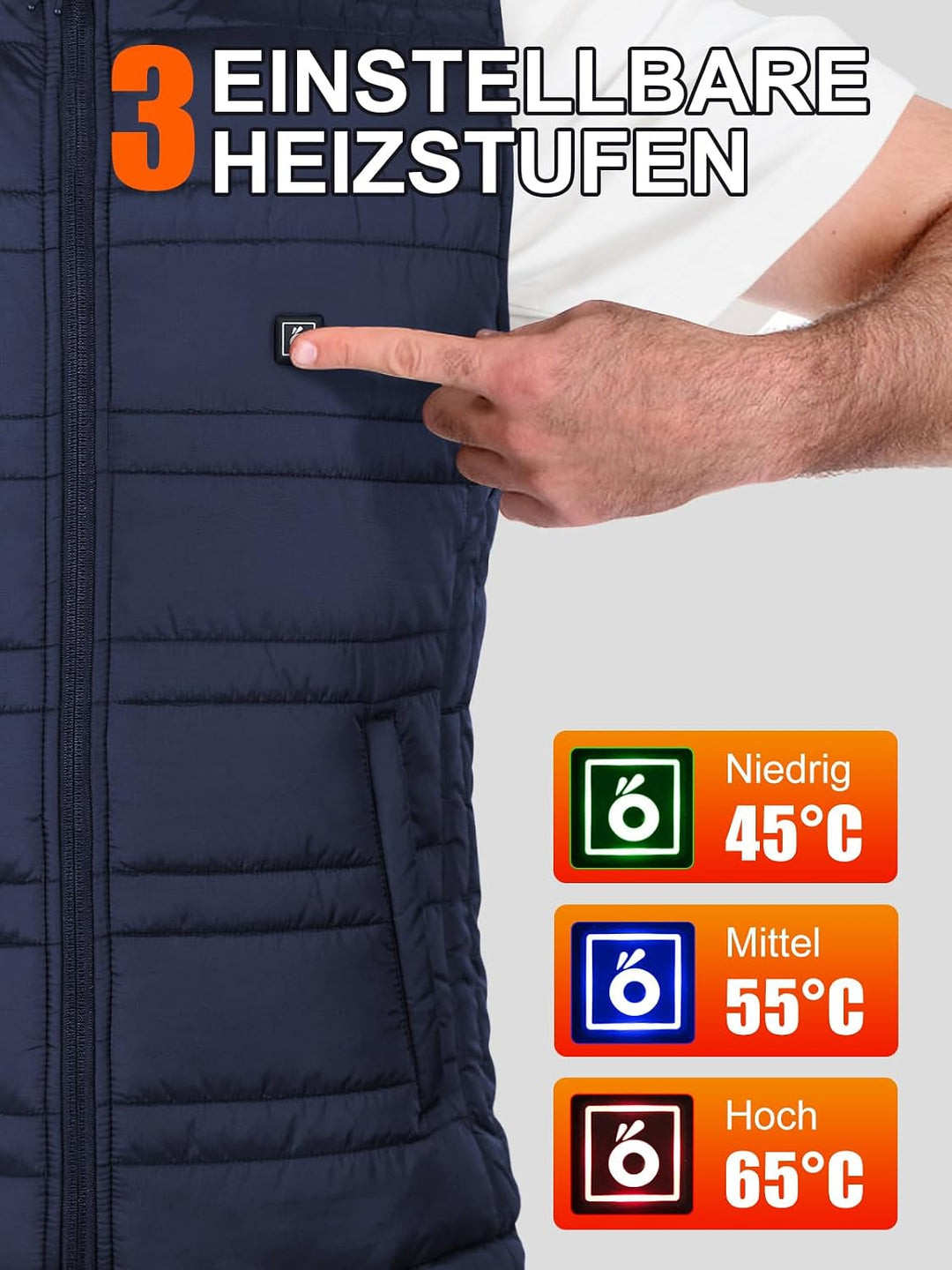 UNBON Beheizbare Weste, Heizweste Herren Damen, Beheizbare Jacke mit Powerbank 10000mAh USB, Beheizt