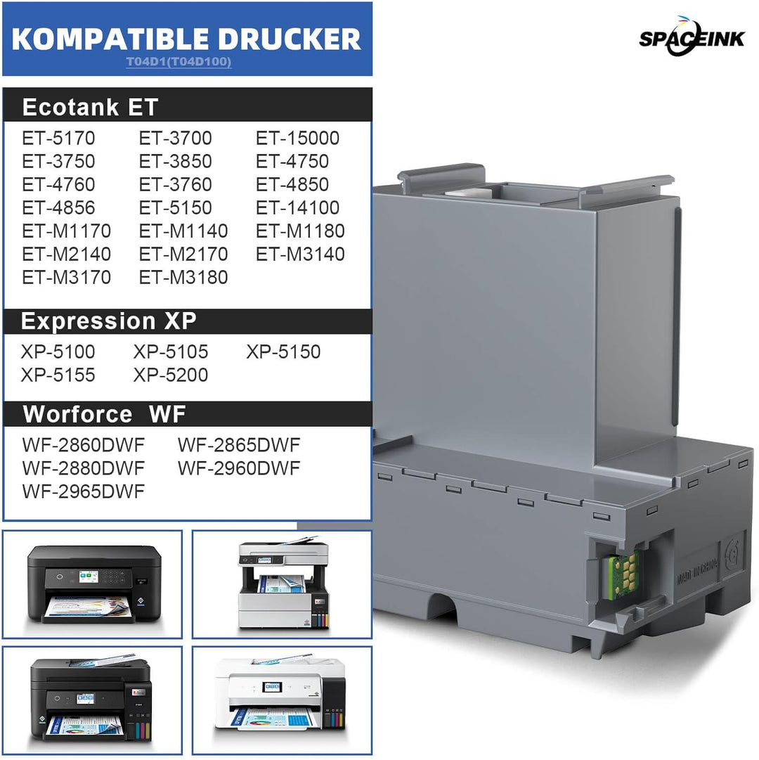 Spaceink T04D1/T04D100 Wartungsbox Kompatibel für Epson ET-15000 ET-4750 ET-3750 ET-4850 ET-3850 ET-
