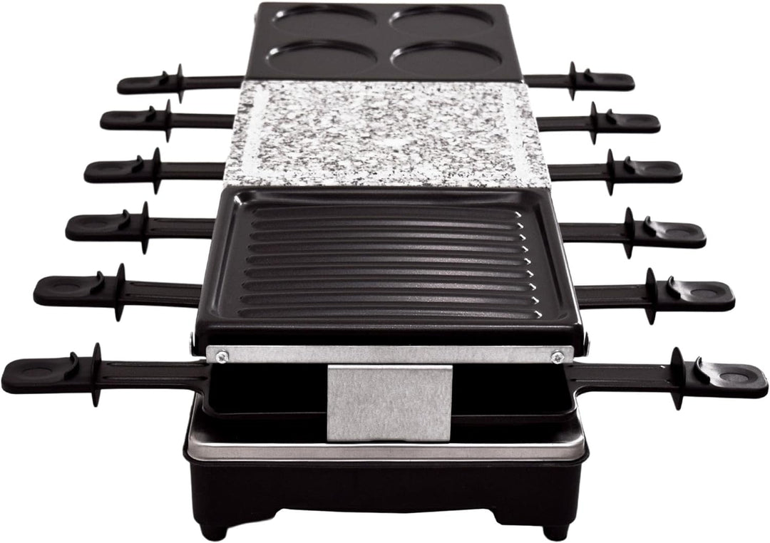 Syntrox Germany RAC-1350W-Oberwil Multifunktionelles Raclette mit Grill Platte, Pancake Platte und H