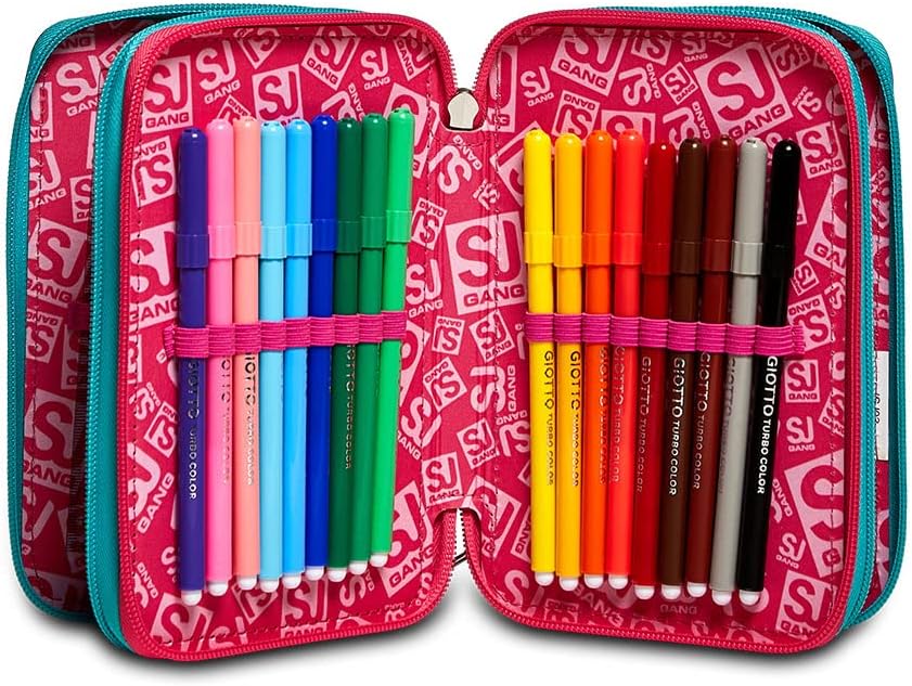 SJ GANG Federmäppchen, Mäppchen, mehrfarbig, Federtasche für Schreibwaren, Etui mit Stiften, Kugelsc