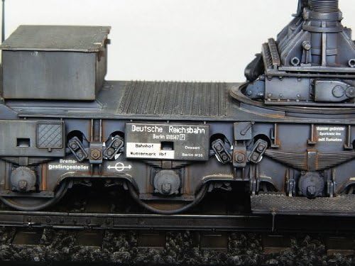 Trumpeter 00209 Modellbausatz Mörser Karl Gerät 040/041 auf Eisenbahn-Transport-Trailer, Mittel