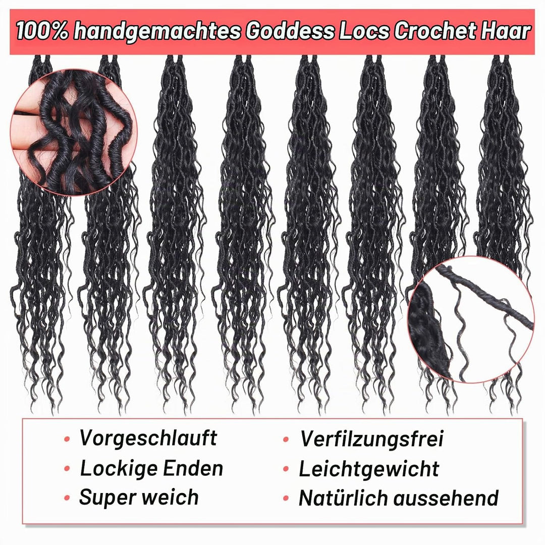Xtrend 10 Inch 8 Packs Black River Goddess Faux Locs Crochet Hair Wavy With Curly Ends 14Strands/Pac