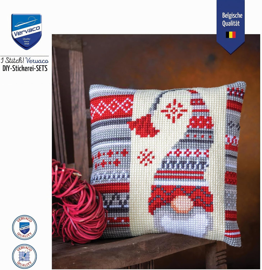 Vervaco Kreuzstich Stickpackungen Kissen Front zum Selbersticken mit Stickbild auf 100% Baumwoll Sto