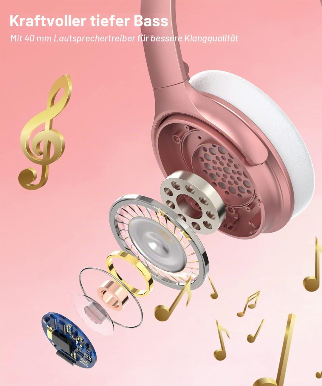 INFURTURE Noise Cancelling Kopfhörer, Roségold, Geräuschunterdrückung-Kopfhörer, Wireless, Bluetooth