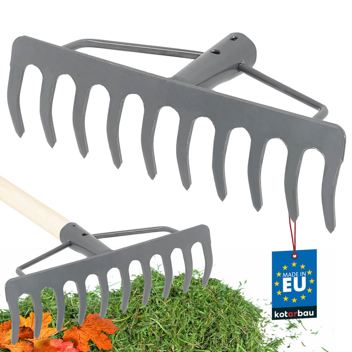 KOTARBAU® Laubrechen - 26 cm - Metall Rechen für Gras &amp; Laub - ohne Holzstiel - Gartenrechen - Rasen