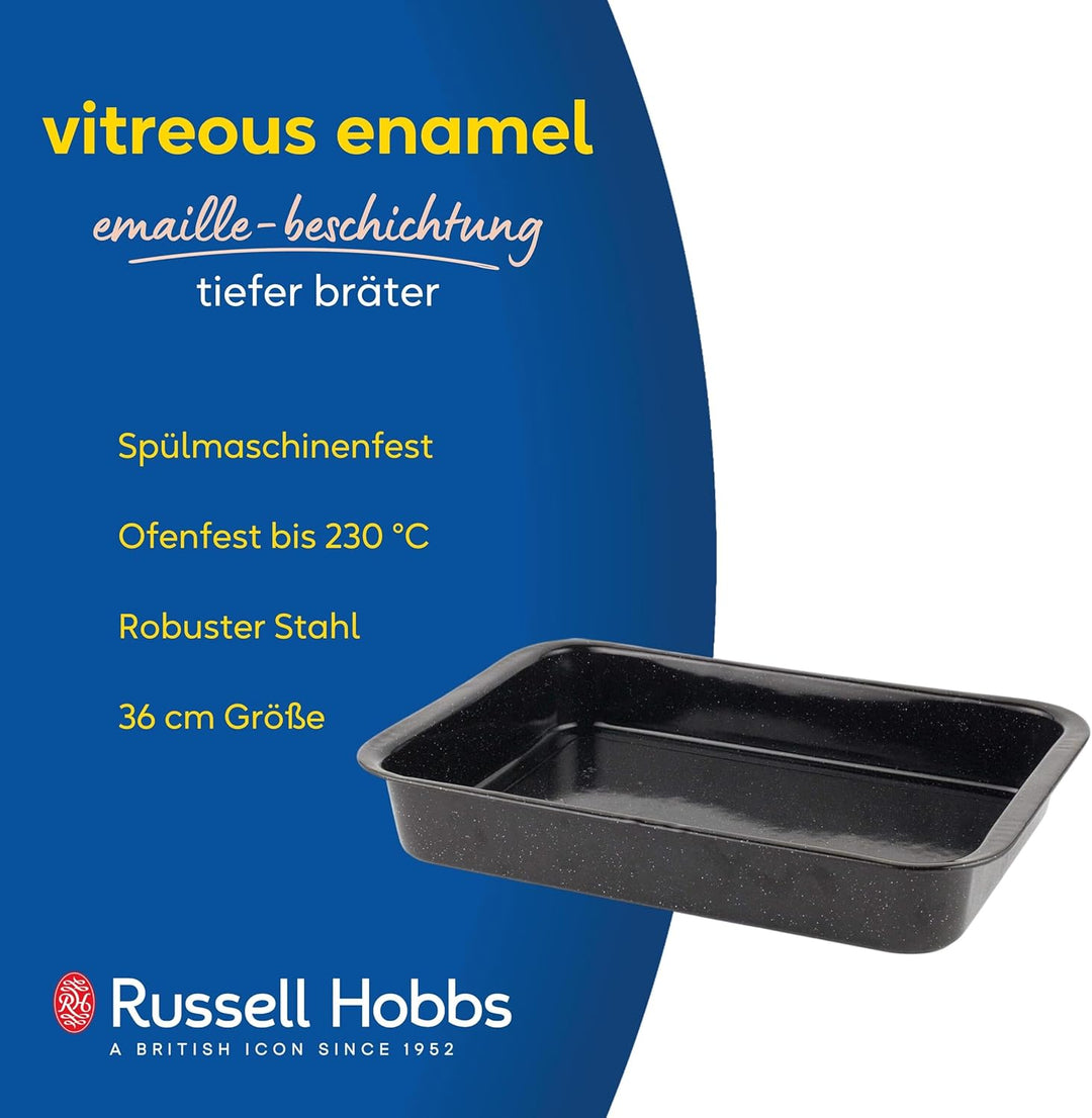 Russell Hobbs Romano Tiefer Bräter 36 cm – Spülmaschinenfeste Ofenform mit Antihaftbeschichtung, rec