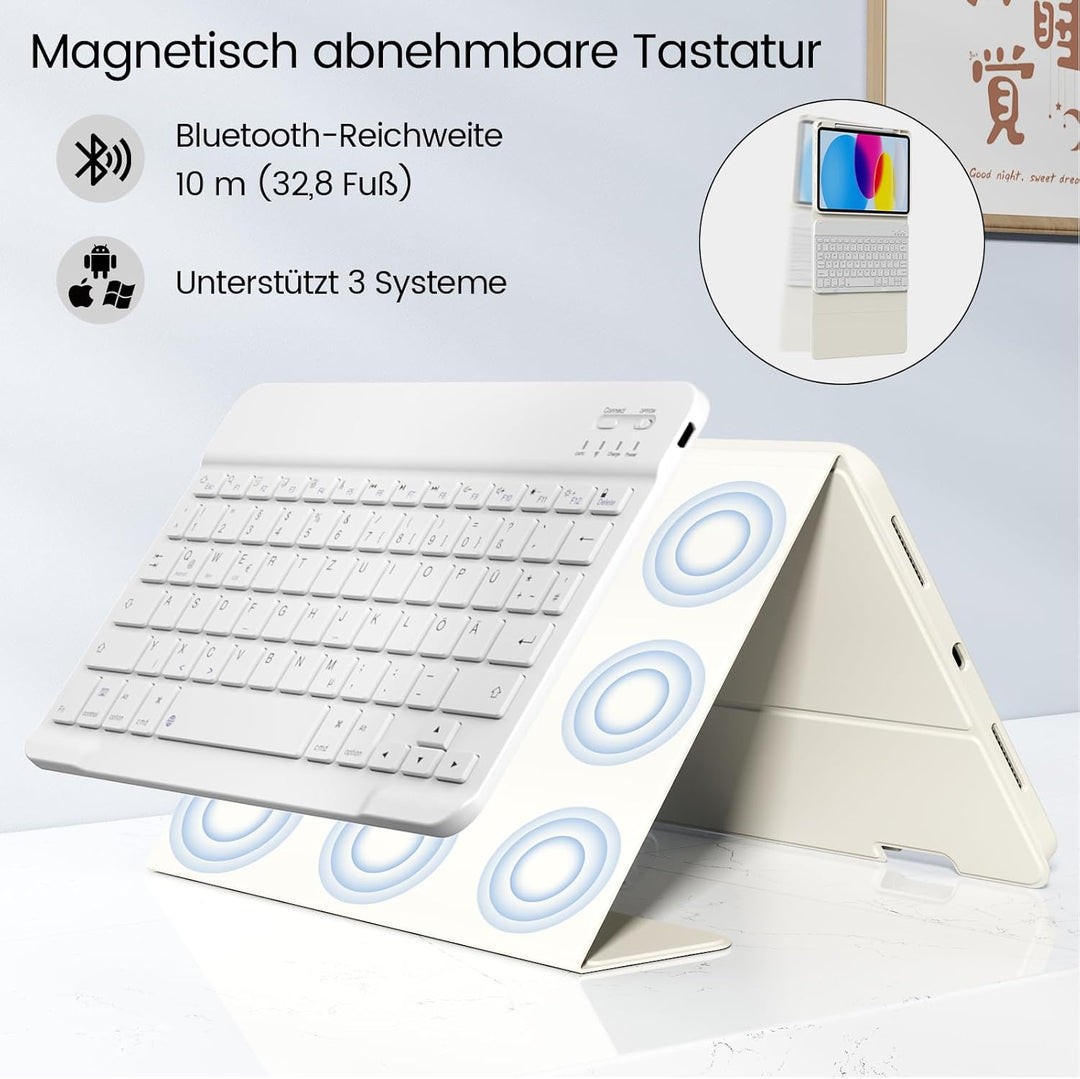 Hülle mit Tastatur für iPad A16 11 Generation 2025/10 Generation 2022(11/10.9 Zoll), Soft TPU Rücksc