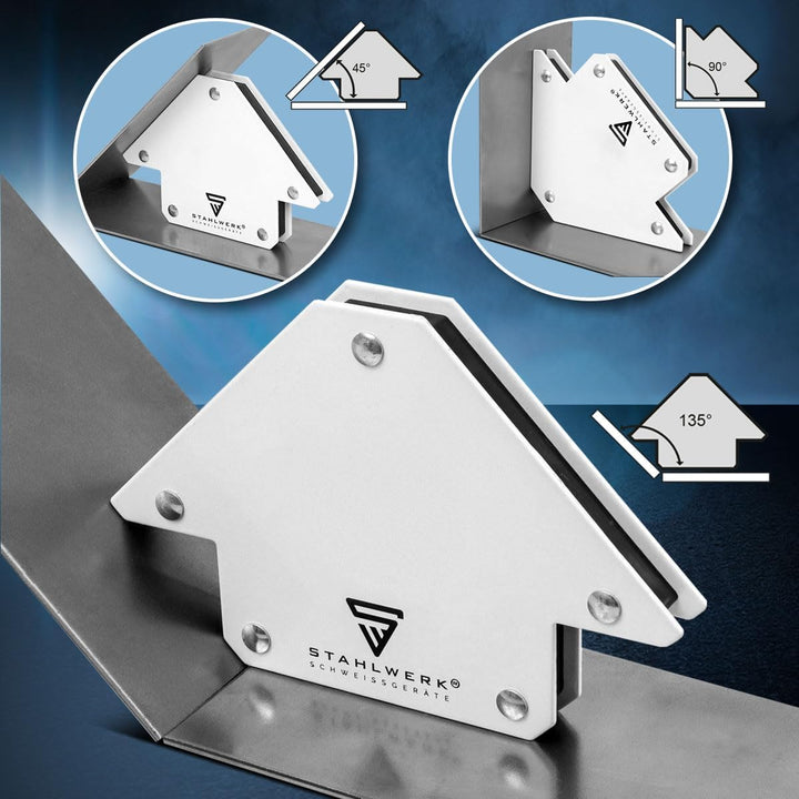 STAHLWERK 6 × Magnet-Schweisswinkel Magnetwinkel Schweissmagnet 30° x 45° x 60° x 75° x 90° x 135°,