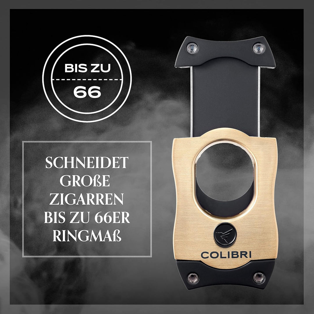 Colibri S-Cut Zigarrenschneider - Klassischer Gerader Schnitt - Bis zu 66 Ringmass Zigarren - Ergono
