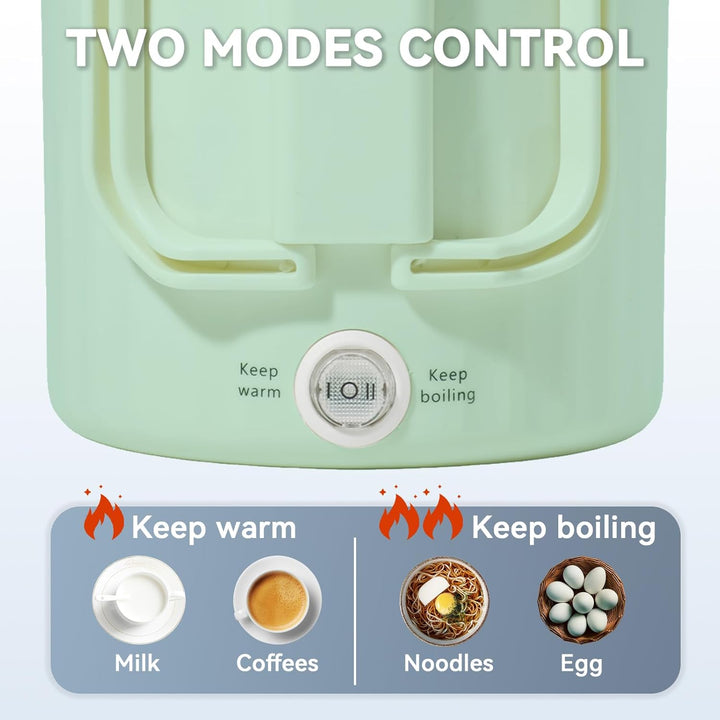 Faltbarer Wasserkocher 1L Grün Reise Camping Wasserkessel - 600W 304 Edelstahl Elektrischer Wasserko