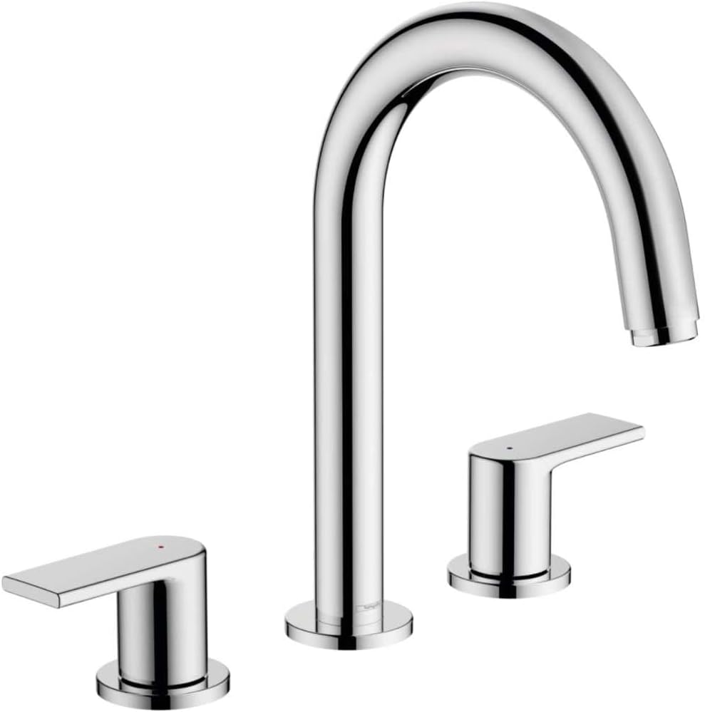 hansgrohe 3-Loch Waschtischarmatur Vernis Shape, Wasserhahn Bad mit Auslauf Höhe 150 mm, mit Zugstan