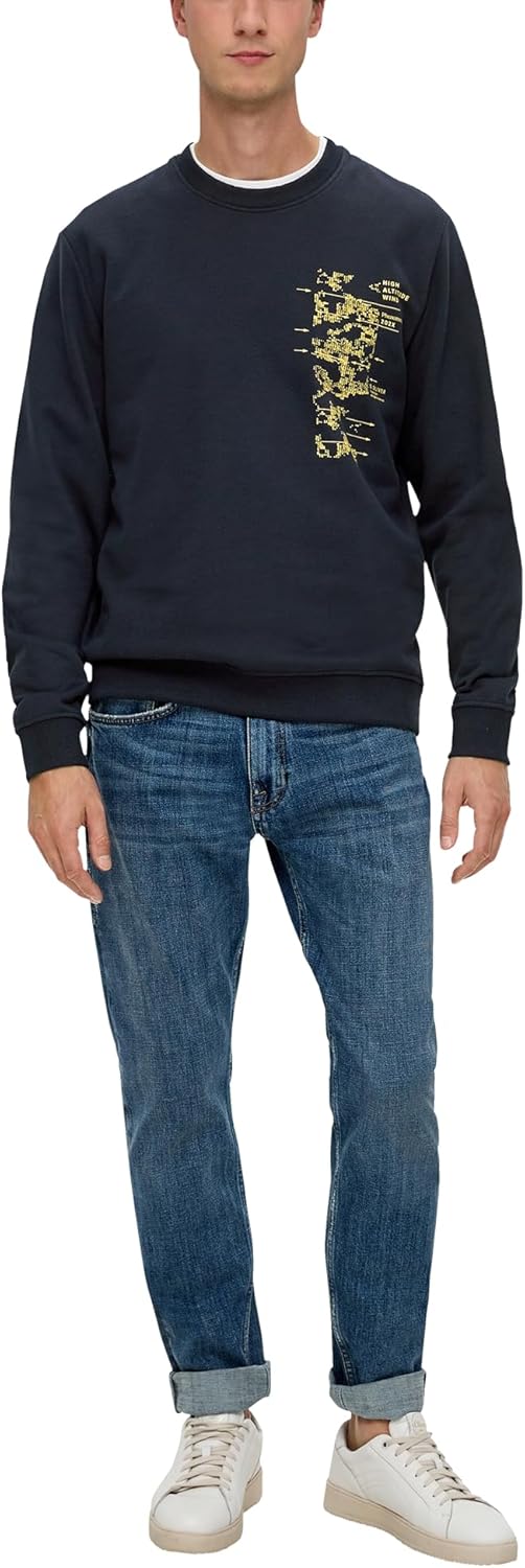 s.Oliver Herren Sweatshirt Langarm XL Blau, XL Blau