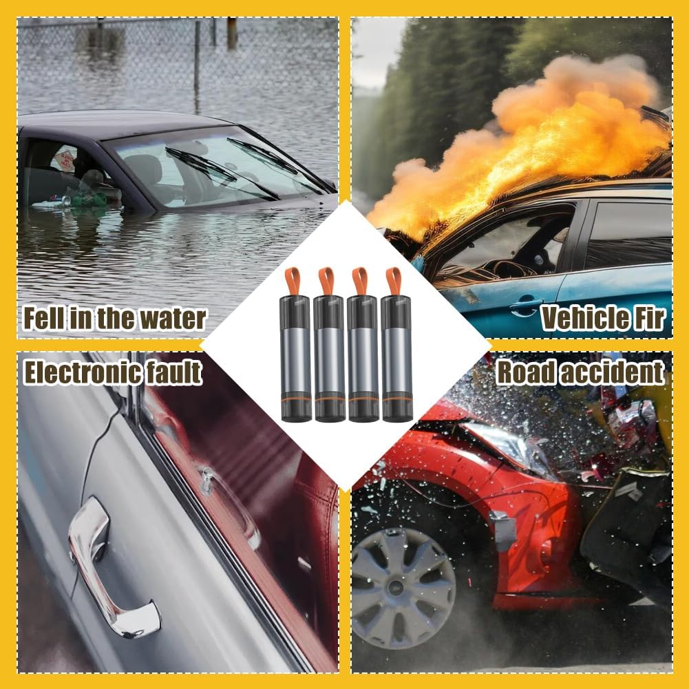 Auto Sicherheitshammer, Automotive Gurtschneider Notfallhammer, 4 Stück Glasbrecher, 2 In 1 Gurtschn