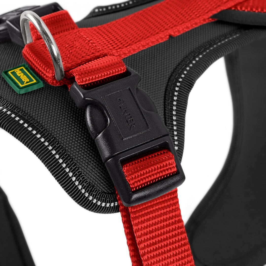HUNTER NEOPREN Hundegeschirr, Nylon, gepolstert mit Neopren, M/2 58 - 72 cm, rot/schwarz rot/schwarz