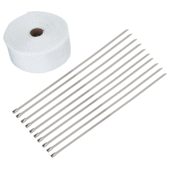 KIMISS Auspuff Wrap, 10 M Wrap weiss Verpackungsband für Auspuffrohr Auspuff Wrap Wärmeisolierung fü