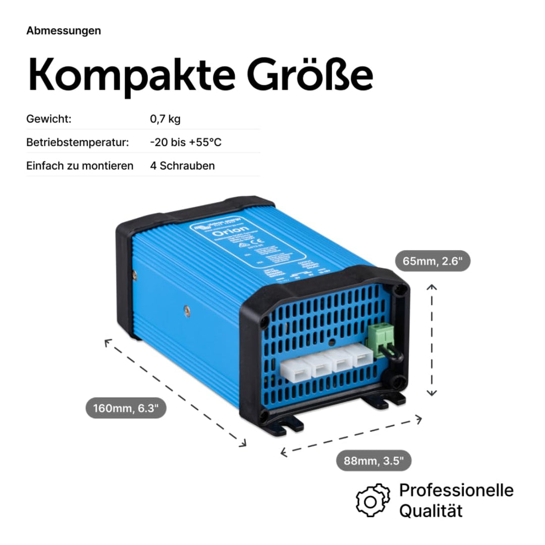 Victron Energy Orion IP20 24/12-Volt 25 Amp DC-DC Konverter Nicht isoliert, Hohe Leistung 24/12-Volt