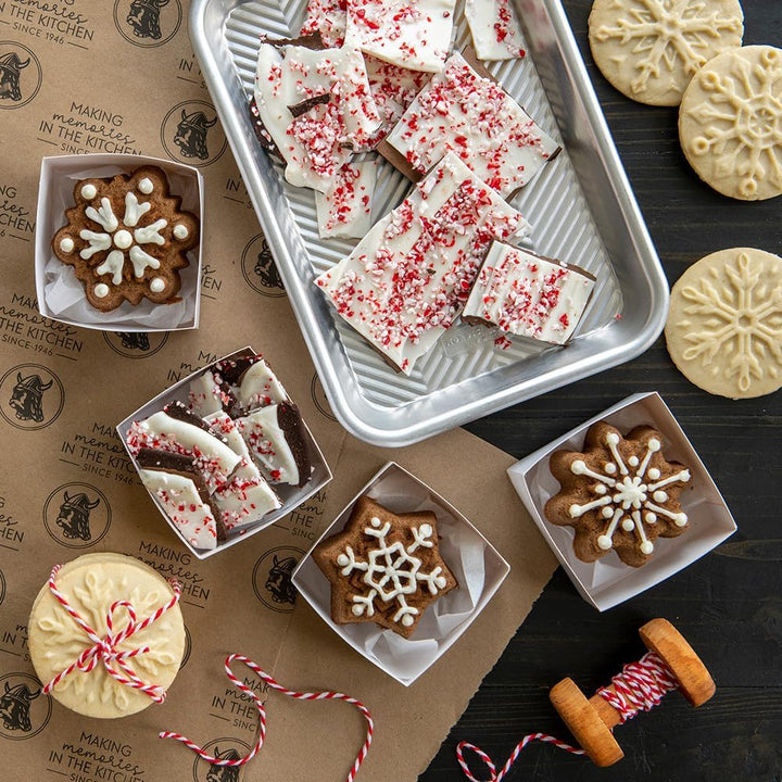Nordic Ware Schneeflocke Cookie Stamps (3er Set), stabiles Aluminiumguss-Keksstempel-Set, Cookie Pre