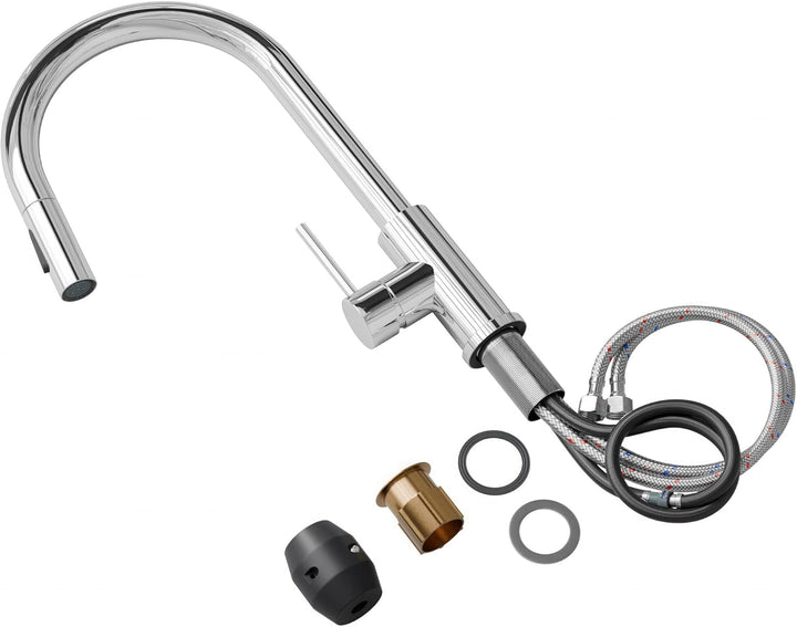 Küchenarmatur mit ausziehbarer Brause und 2 Strahlarten Primagran 9010 Chrom, Chrom