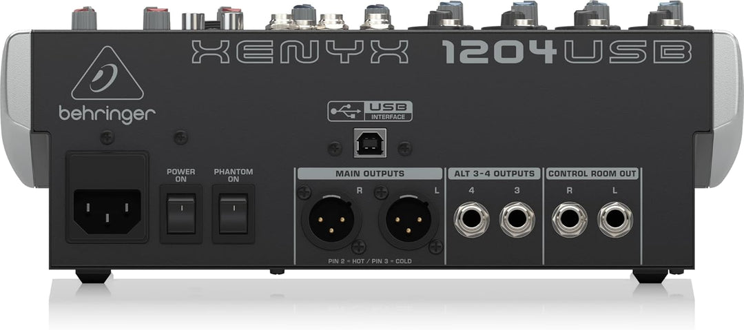 Behringer XENYX 1204USB Premium 12-Input 2/2-Bus Mixer mit XENYX Mic Preamps und Compressors, Britis