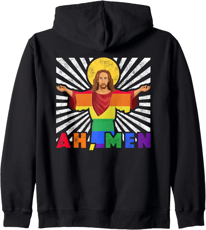Lustiges Gay Pride LGBTQ Regenbogen Fahne Jesus Outfit Kapuzenjacke