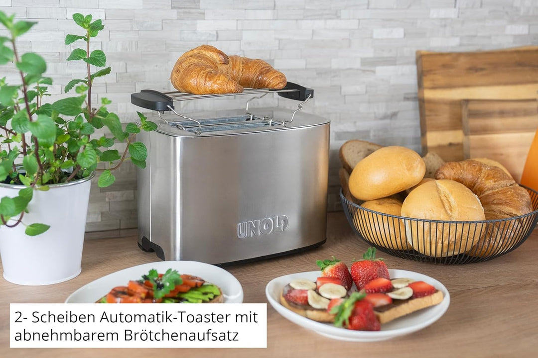 Unold 38216 Toaster Thommy – 2-Scheiben-Toaster, 850 W, wärmeisoliertes Edelstahlgehäuse, Extra-gros