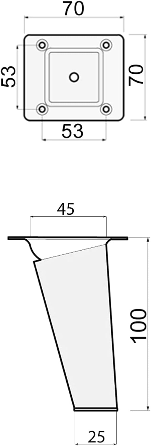 sossai® Holz-Tischbeine - Clif Square | Öl-Finish | Höhe: 10 cm | HMF4 | eckig, konisch (schräge Aus