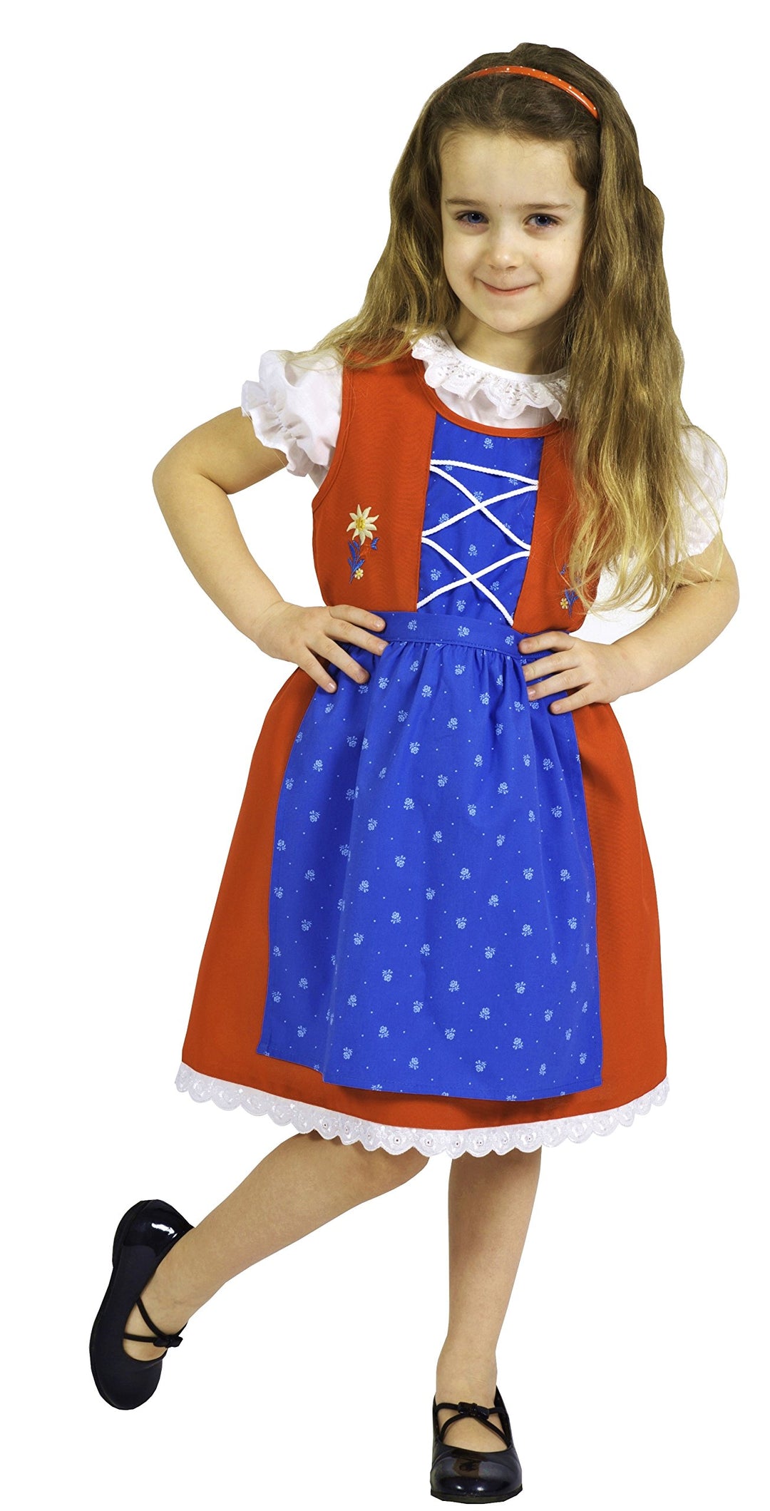 Schrammel Blumenrankerl Schürze Festliches Kinderdirndl Edelstickerei 74-80 Frenchblue, 74-80 French