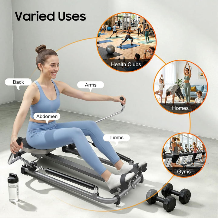 HUOMMGS Rudergerät für Zuhause 15–55KG Einstellbarer Widerstand Rudergeräte Hydraulisches Fitness Ru