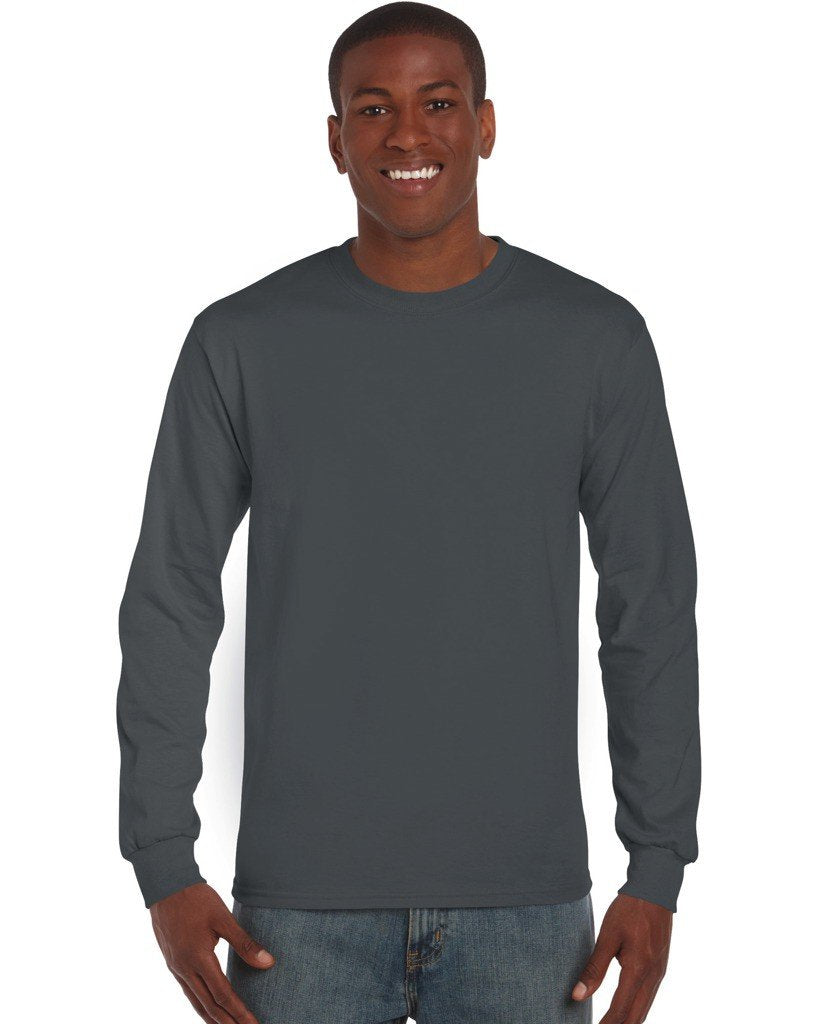 Gildan Herren T-Shirt Ultra Cotton Langarm M Charcoal, M Charcoal