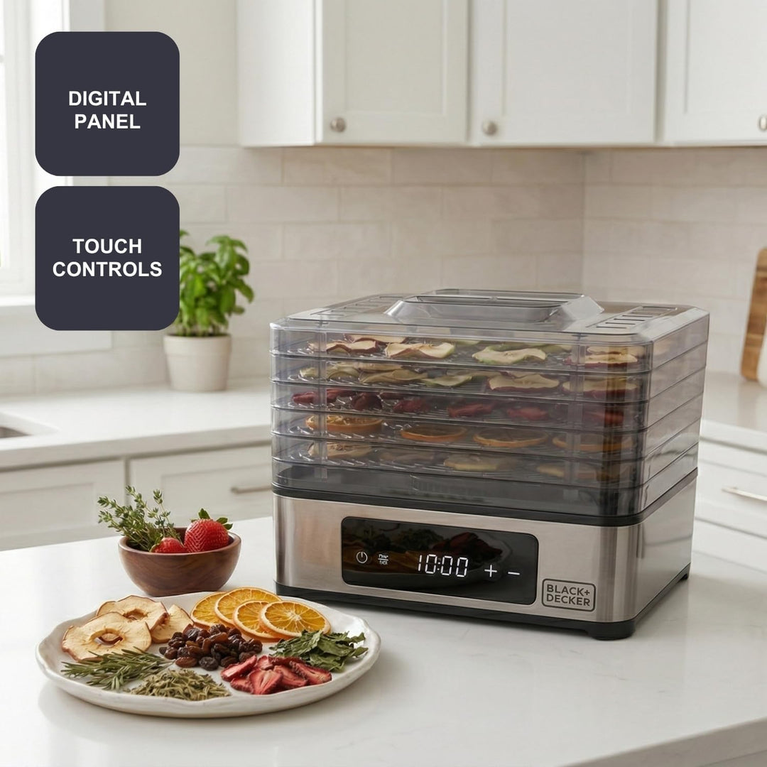 Black+Decker - Dörrgerät für Lebensmittel 400 W | 5 transparente Einschübe 29x21 cm | Digital-Touch