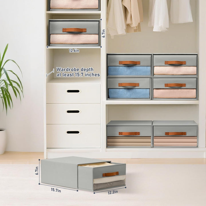 DIMJ Schubladen Ordnungssystem Schubladenboxen - 4er Set Aufbewahrungsbox Faltboxen mit Fenster 40 x