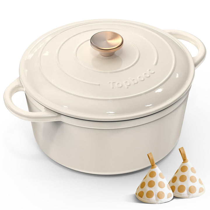 Gusseisen Topf Brot Backen - 26cm Dutch Oven Brotbackform Bräter mit Deckel, Topbooc Schmortopf Emai