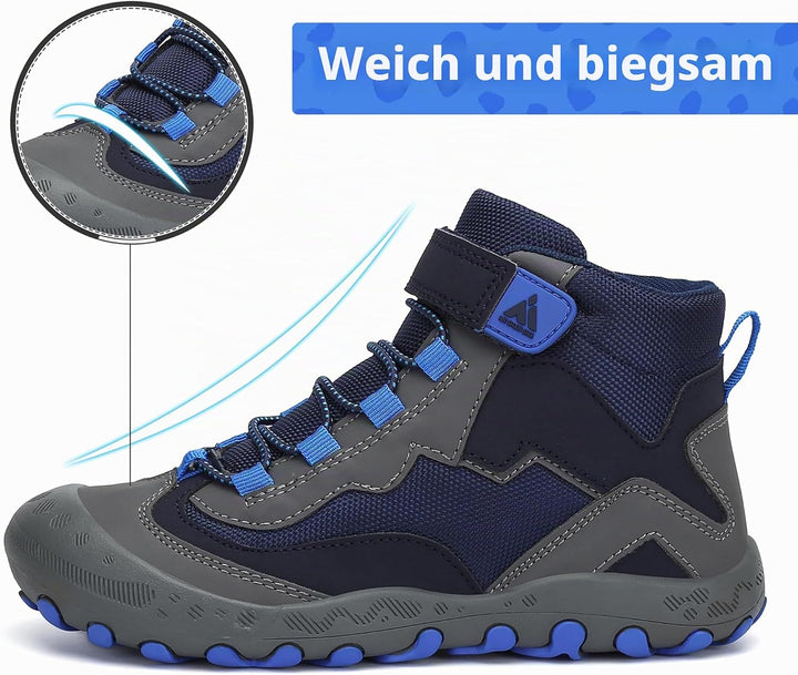 Mishansha Kinder Wanderschuhe Trekking Wanderstiefel Outdoor Trekkingschuhe 28 EU Stahlblau, 28 EU S
