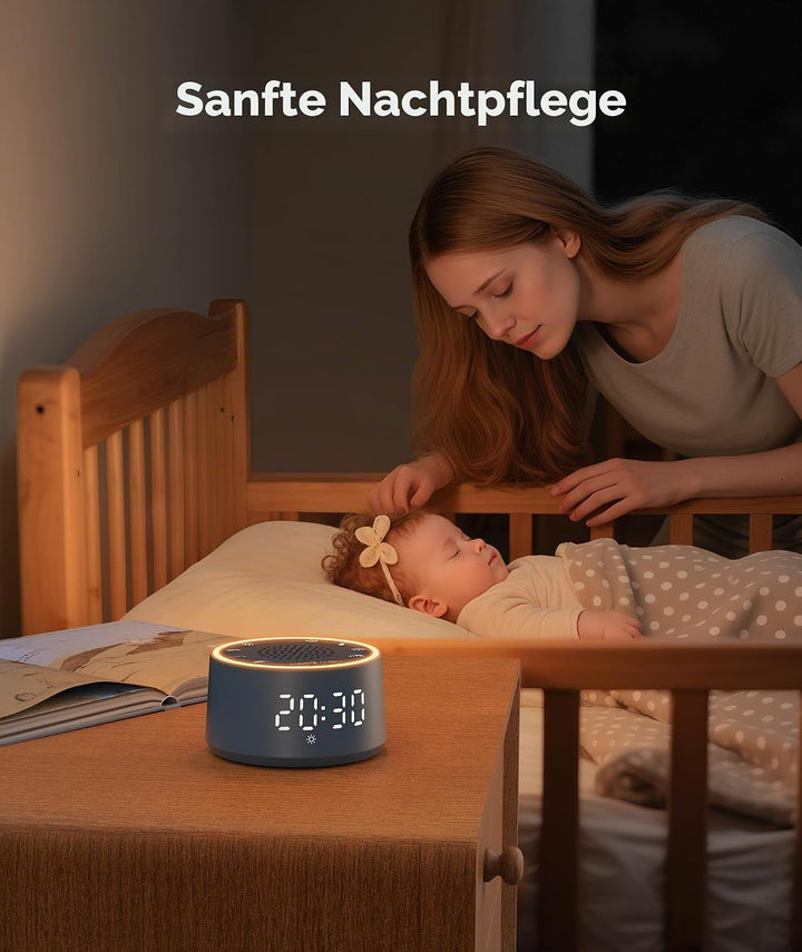 Dreamegg Sound Machine &amp; Wecker – Weissrauschgerät mit 7 Wecktönen, Dimmbarem Nachtlicht (0-100%), f