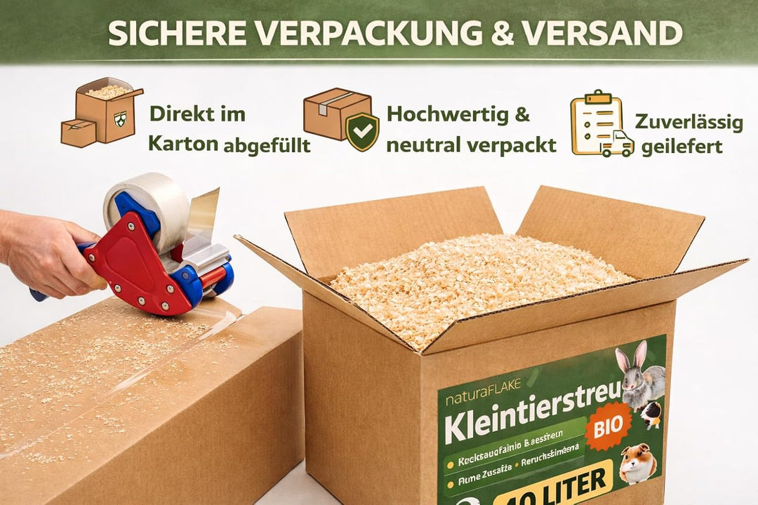 Kleintierstreu Bio 40 L – Staubarme, hochsaugfähige Einstreu im Karton – Für Kaninchen & Nager