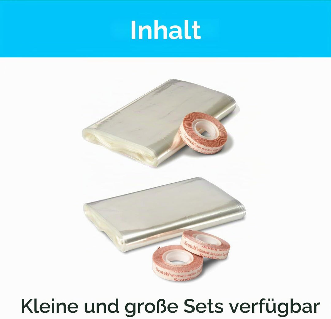3M Innenfensterisolierung, Isolator-Kit für 5 Fenster, 0,9 m x 1,5 m, hält kalte Luft draussen und w
