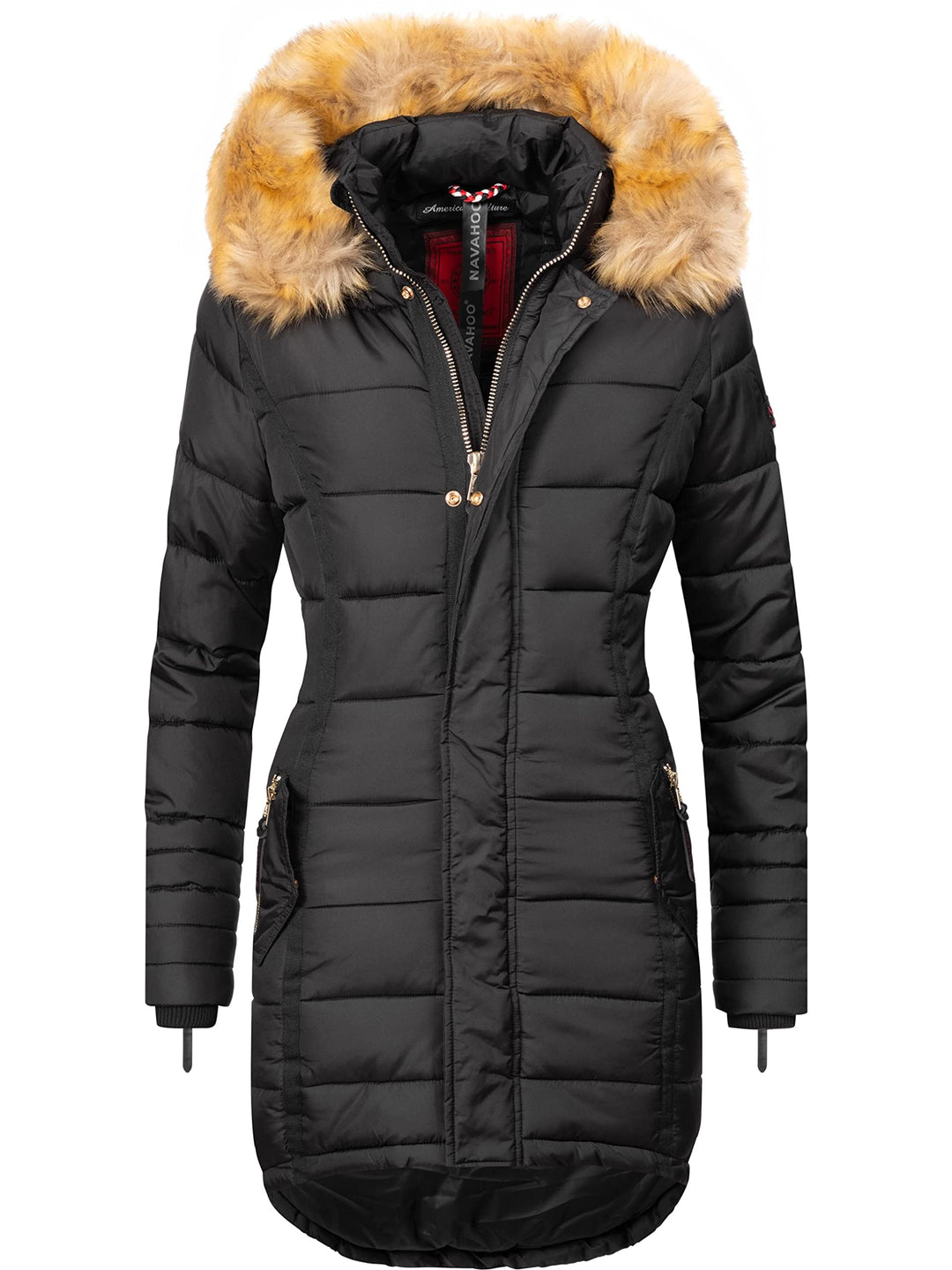 Navahoo Damen Warmer Winter Steppmantel Papaya XS-XXL XXL Schwarz, XXL Schwarz