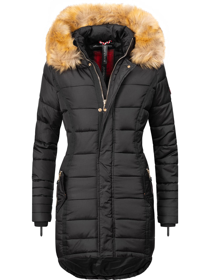 Navahoo Damen Warmer Winter Steppmantel Papaya XS-XXL XXL Schwarz, XXL Schwarz