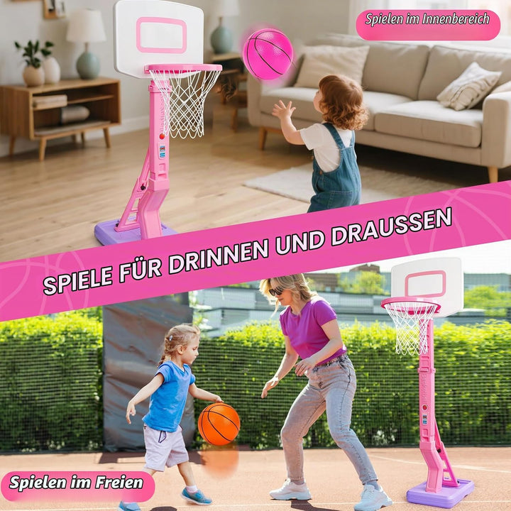Basketballkorb Kinder Indoor Outdoor Spielzeug ab 2 3 4 Jahre, Höhenverstellbarer Basketballkorb 70-