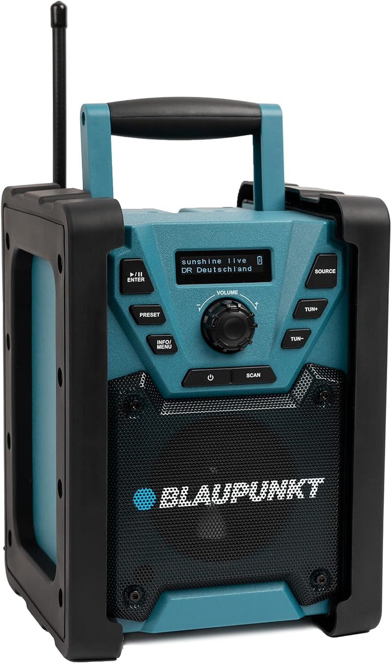 Blaupunkt BSR 200 Baustellenradio mit Akku – Tragbares Radio mit Bluetooth robust (AUX-IN, 5 Watt RM