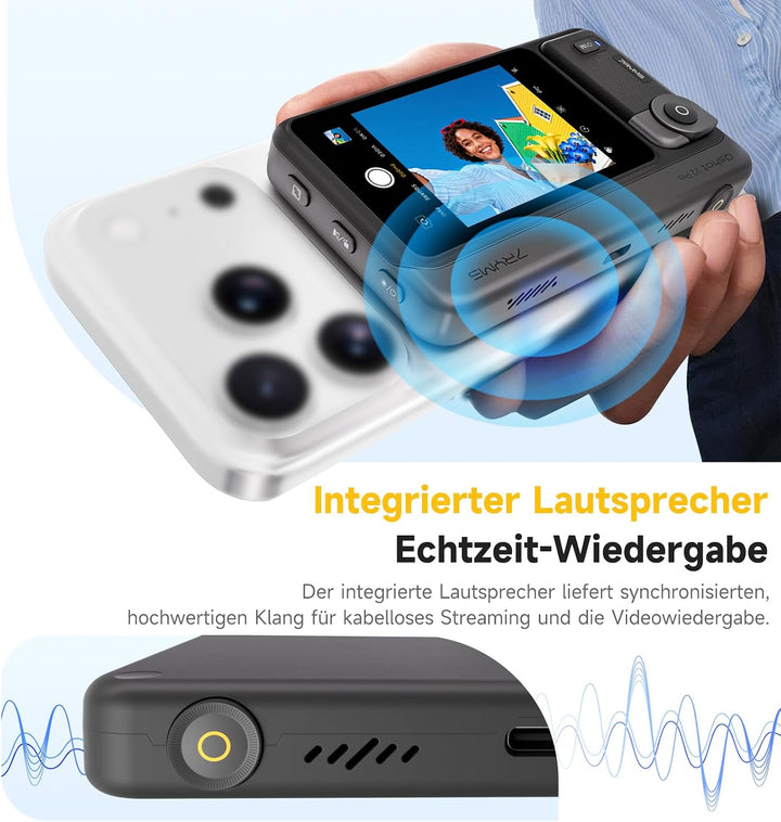 7RYMS Qshot V2 Kabelgebundener Selfie-Monitor für iPhone 17/16 & Android, Magnetischer Smartphone Mo