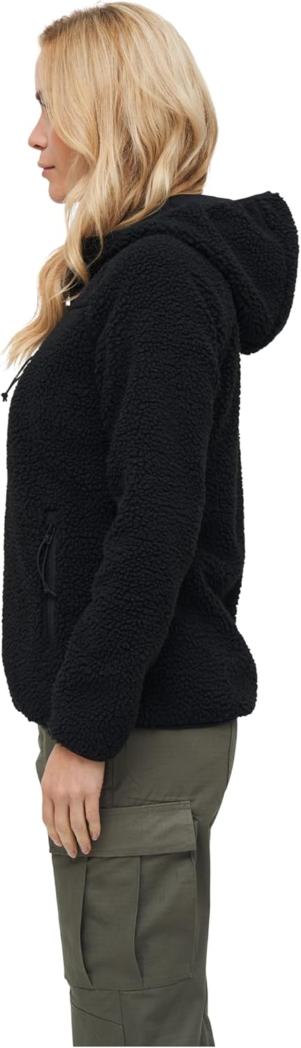 Brandit Women Teddyfleece Jacket Hooded, many colours, Grössen XS bis 5XL, XS Schwarz