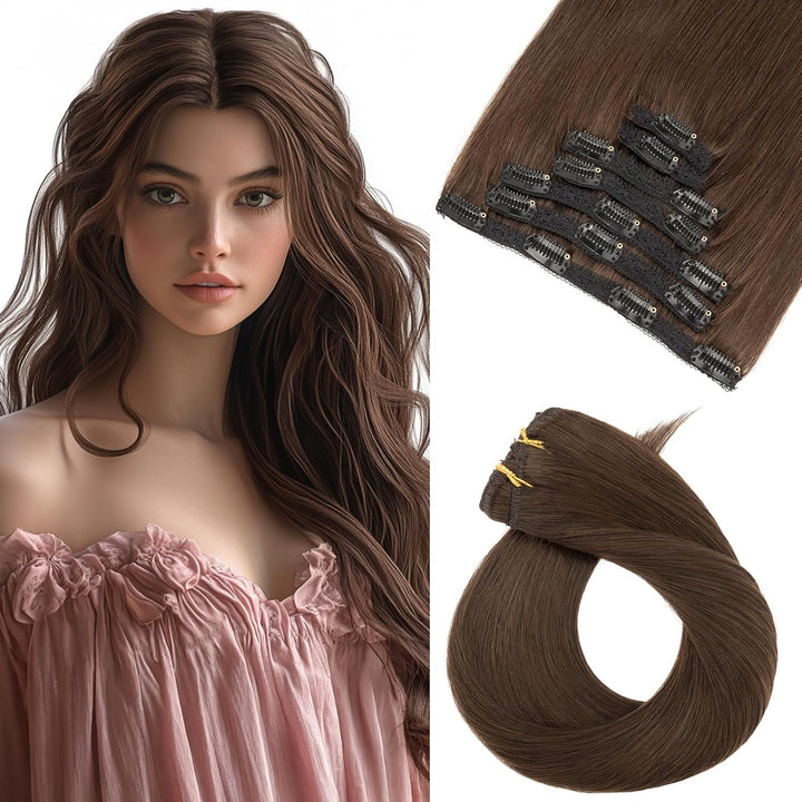 Benehair Clip in Extensions Echthaar, 120g Schwer Clips in Echthaar Extension, 7Pcs 16 Clips Remy Ec