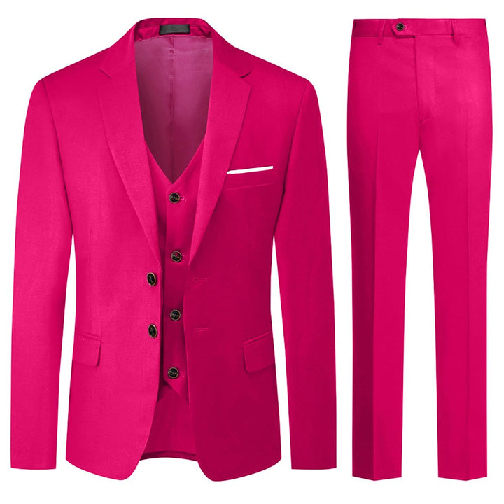 Allthemen Herren Anzug 3-teilig Slim Fit Einreihig Zwei Knöpfe Hochzeit Smoking Anzug Blazer Weste H