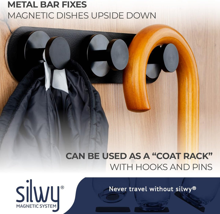 silwy® Metall-Leiste BLACK zum sicheren, platzsparenden Verstauen der Magnet-Gläser (25 cm // small)