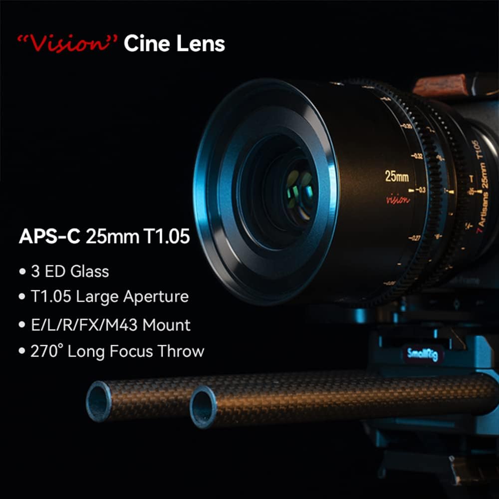 7artisans 50 mm T1.05 Cine Objektiv grosse Blende manueller Fokus Kino-Objektiv (für Fuji X)… 50 mm