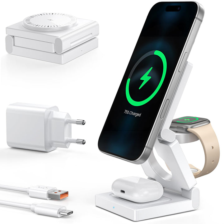 3 in 1 Induktive Ladestation Kompatibel mit Mag-Safe Ladegerät,Faltbare Wireless Charger Ladestation