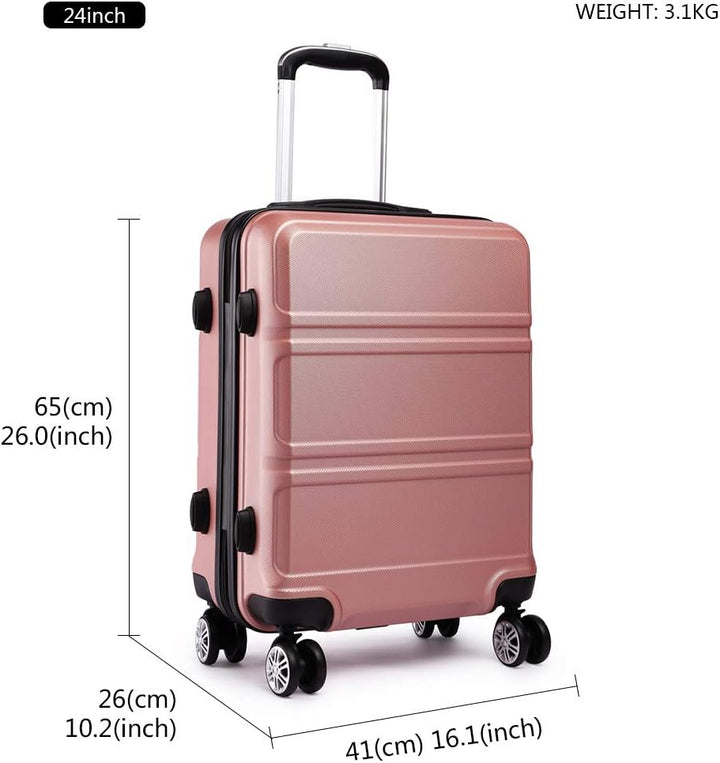 Kono ABS Kabinenkoffer, Hartschale, leicht, 55 cm, Handgepäck mit TSA-Schloss 38 l Rosegold, Rosegol