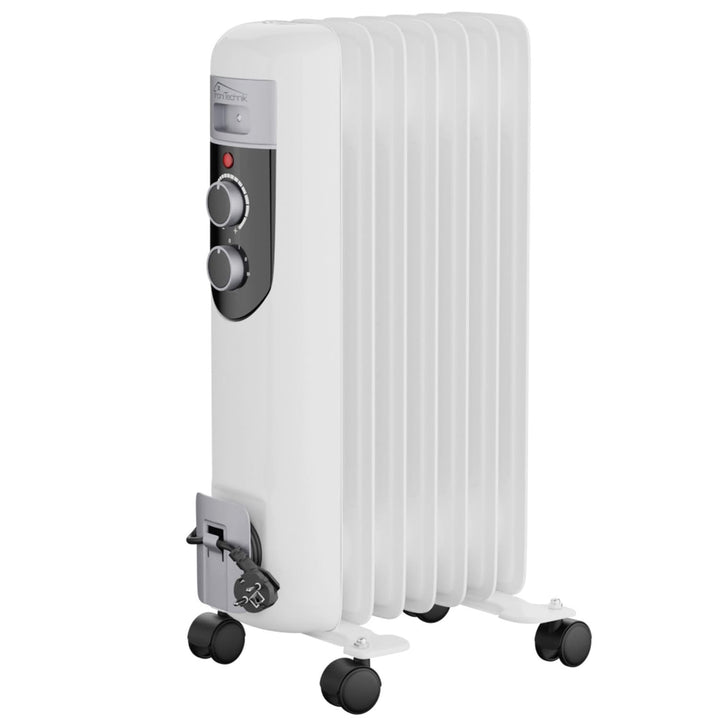 TroniTechnik® Ölradiator OR-107 7 Rippen 1500 W Thermostat weiss | 3 Heizstufen, Kippschutz, 4 Lenkr